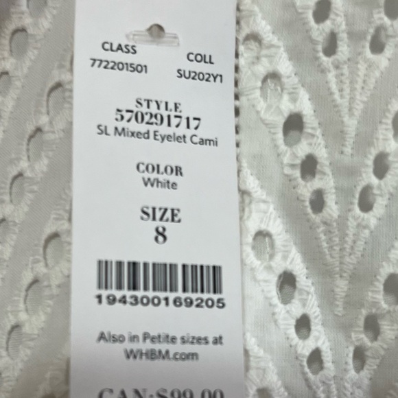 White House Black Market White Eyelet Peplum Cami Size 8 NWT - Picture 13 of 13